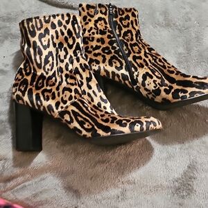 Leopard Print Ankle Boots Womens Size 11